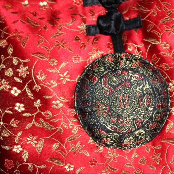 90s Red Japanese Style Embroidered Shoulder Bag - Picture 3 of 4